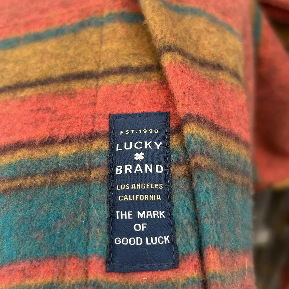 NWT Lucky Brand Southwestern Knit Shirt Jacket Small Orange Striped Shacket